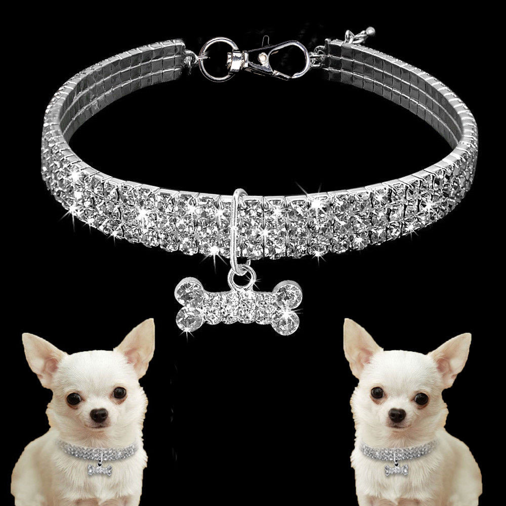Dog Collar Crystal Puppy Chihuahua Pet Dog Collars Leash For Small Medium Dogs Cats