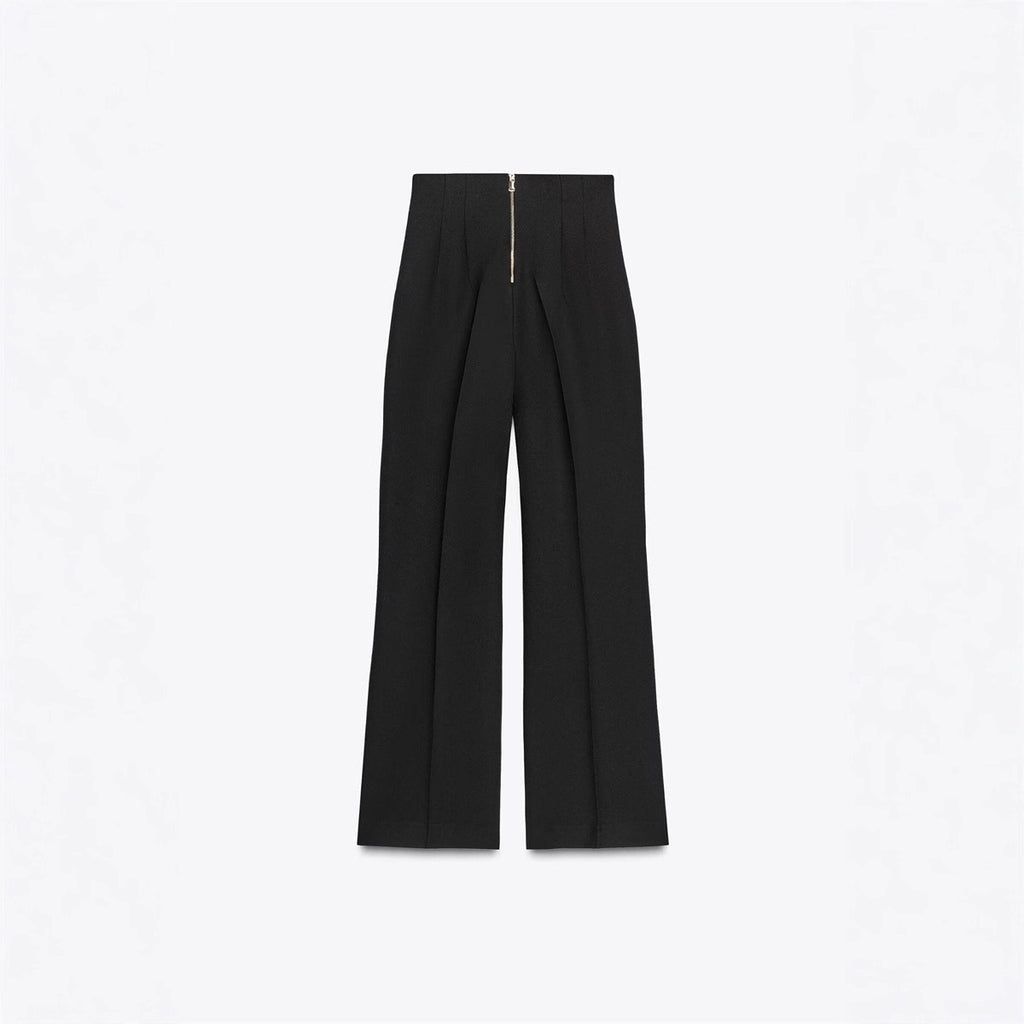 Slimming High-waisted Pants With Zip Decoration