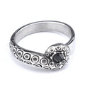 Fierce Animal Series Snake-Inlaid Black Diamond Titanium Ring