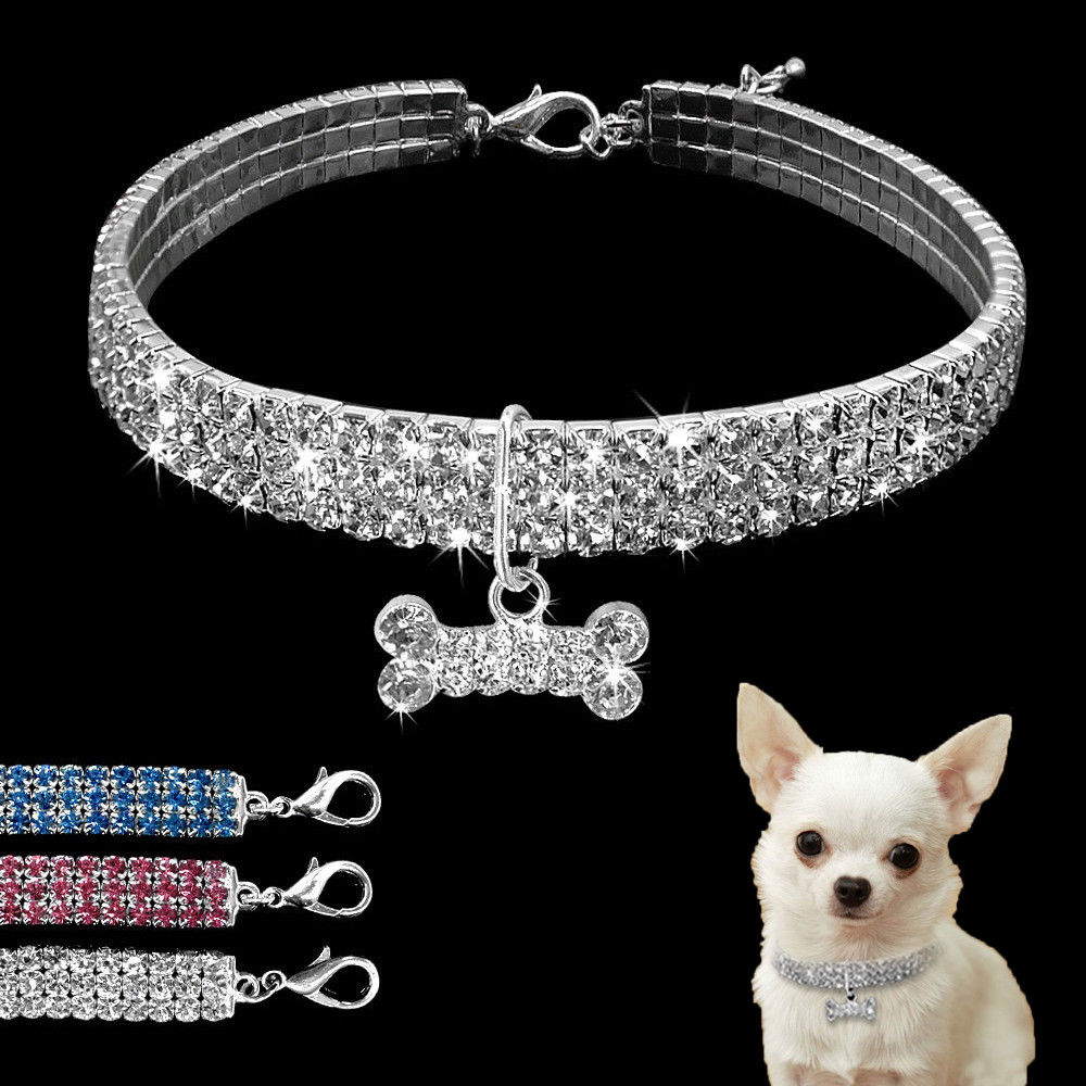 Dog Collar Crystal Puppy Chihuahua Pet Dog Collars Leash For Small Medium Dogs Cats