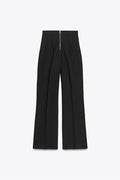 Slimming High-waisted Pants With Zip Decoration